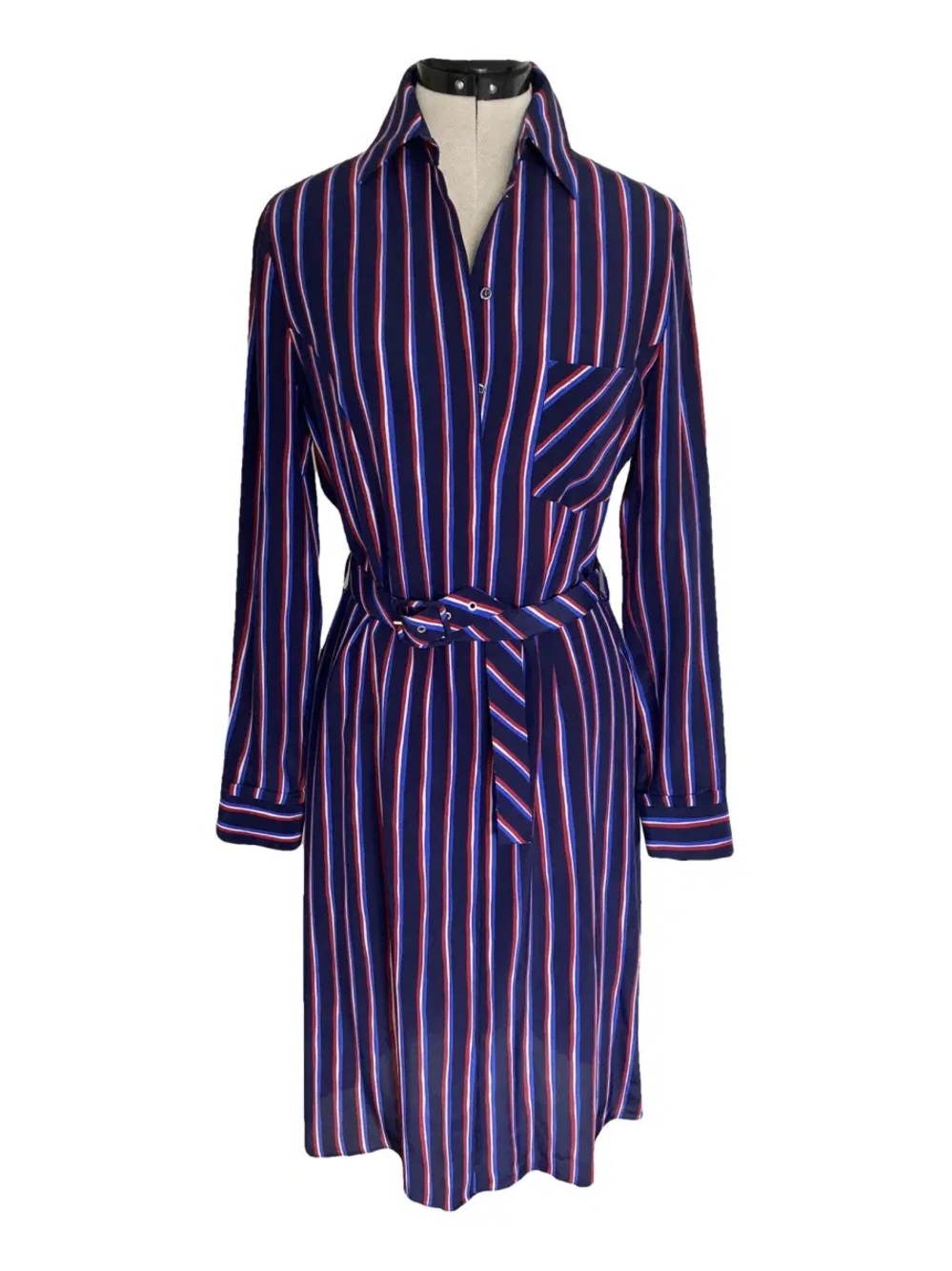 Altuzarra Silk Shirt Dress Red White And Blue Size 38/ 6 US